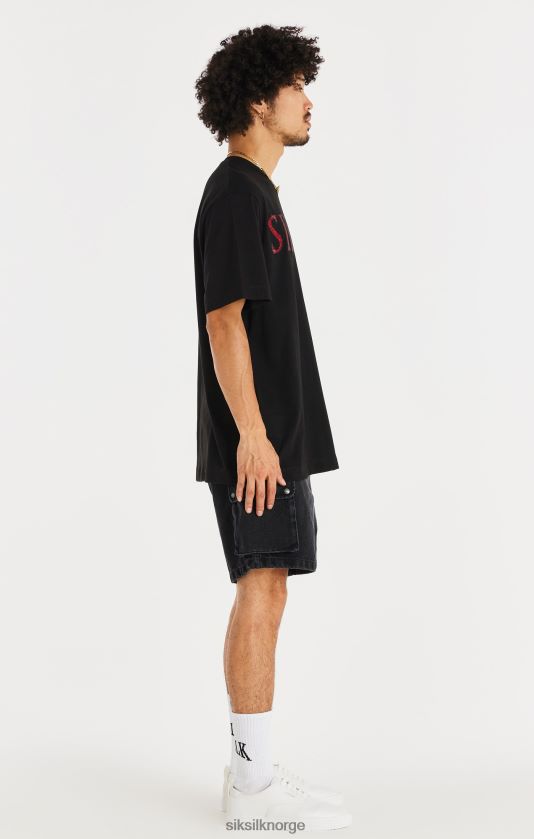 SikSilk menn svart denim cargo short V8JH48598 klær