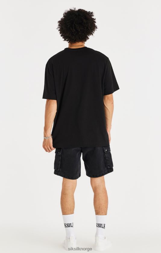 SikSilk menn svart denim cargo short V8JH48598 klær