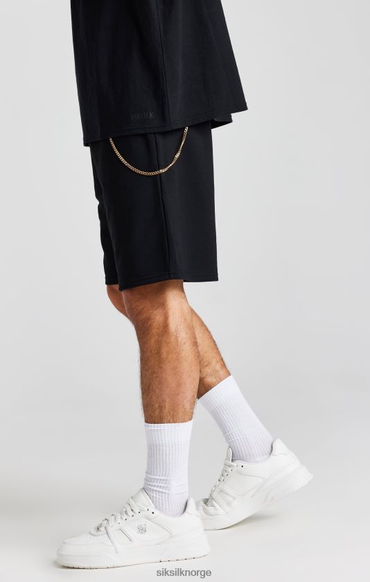 SikSilk menn svart kjede løs passform kort V8JH48571 klær