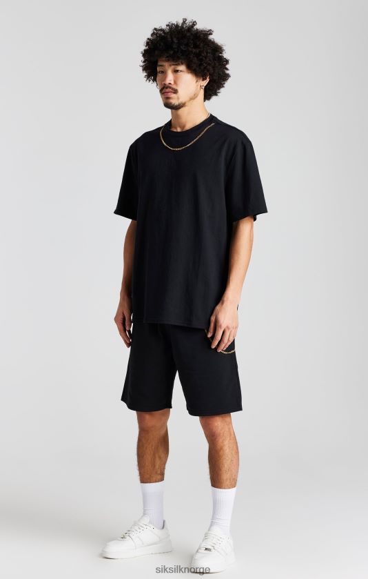 SikSilk menn svart kjede løs passform kort V8JH48571 klær