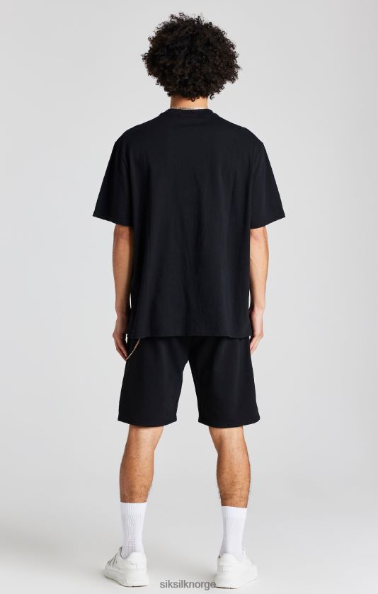 SikSilk menn svart kjede løs passform kort V8JH48571 klær