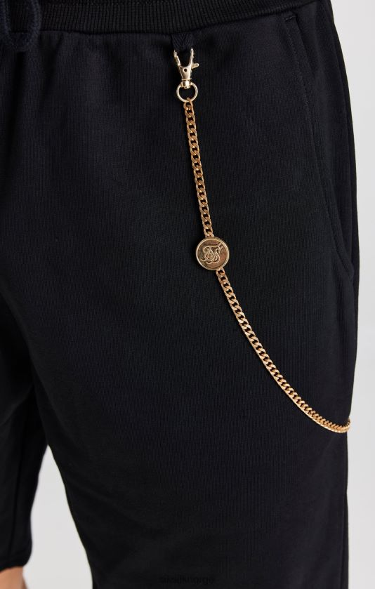 SikSilk menn svart kjede løs passform kort V8JH48571 klær