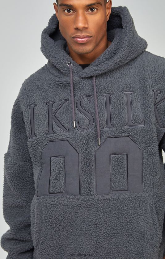 SikSilk menn charcoal borg 89 applikasjon overhead hettegenser V8JH48458 klær