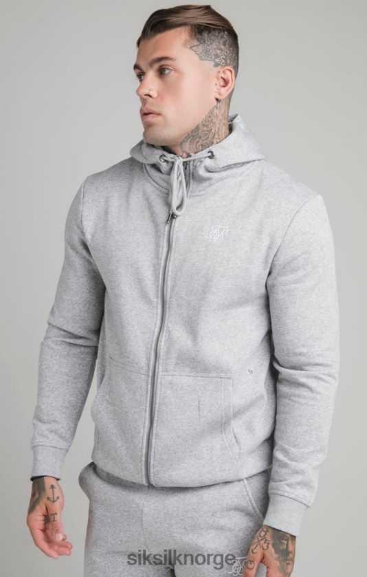 SikSilk menn grå essensiell hettegenser med glidelås i trakthals V8JH48452 klær