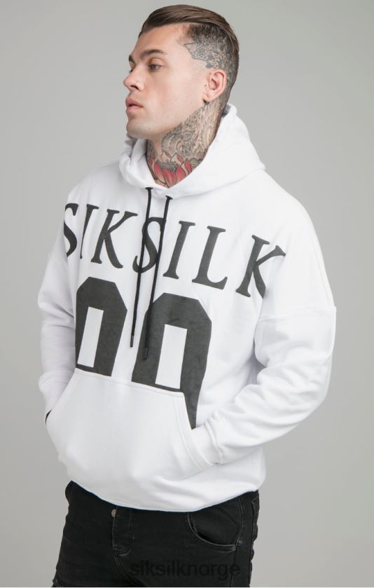 SikSilk menn hvit drop shoulder hettegenser med avslappet passform V8JH48460 klær