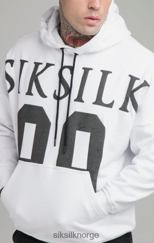 SikSilk menn hvit drop shoulder hettegenser med avslappet passform V8JH48460 klær