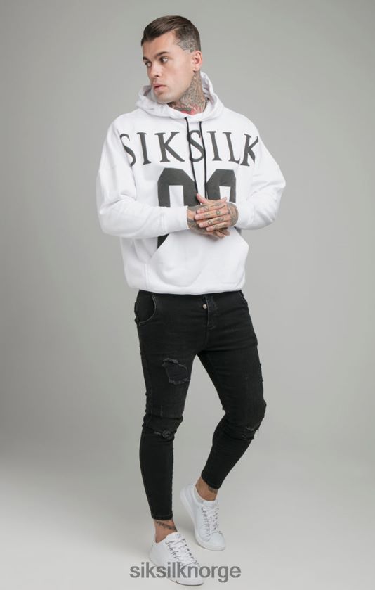 SikSilk menn hvit drop shoulder hettegenser med avslappet passform V8JH48460 klær