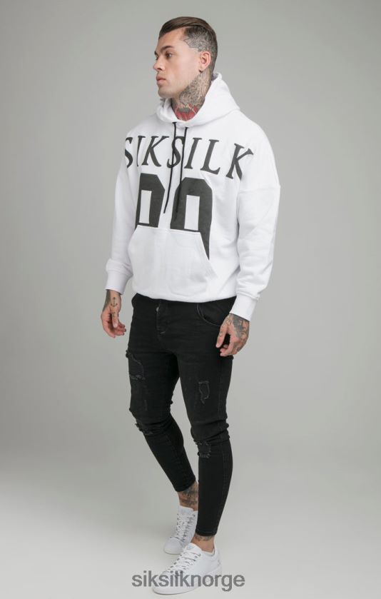 SikSilk menn hvit drop shoulder hettegenser med avslappet passform V8JH48460 klær