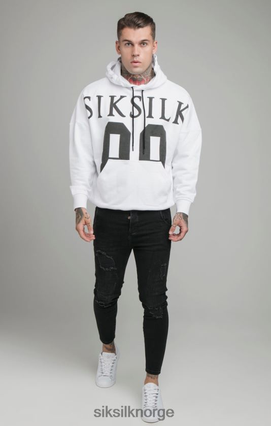 SikSilk menn hvit drop shoulder hettegenser med avslappet passform V8JH48460 klær