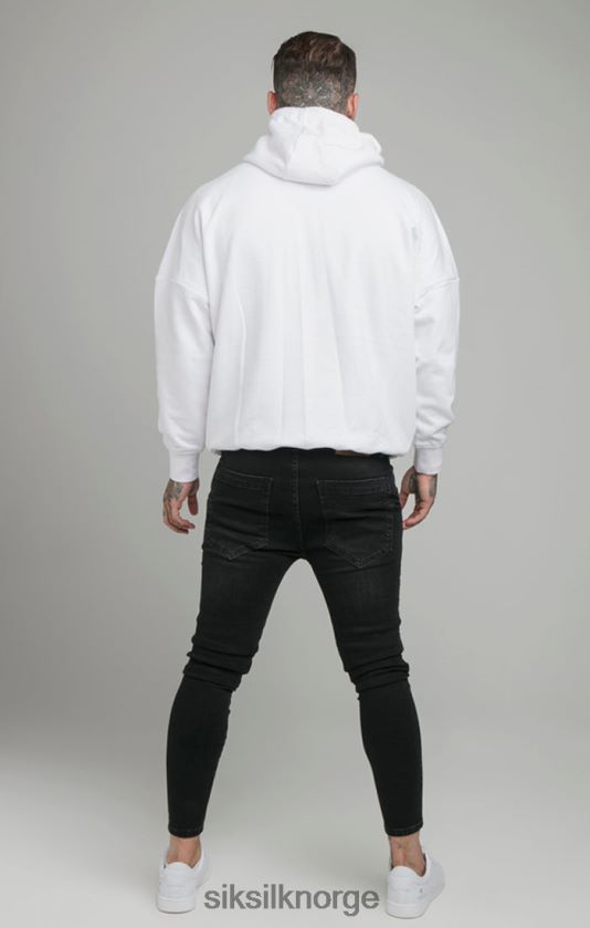SikSilk menn hvit drop shoulder hettegenser med avslappet passform V8JH48460 klær