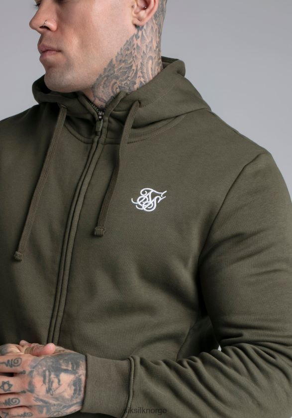 SikSilk menn khaki essensiell hettegenser med glidelås gjennom trakt V8JH48423 klær