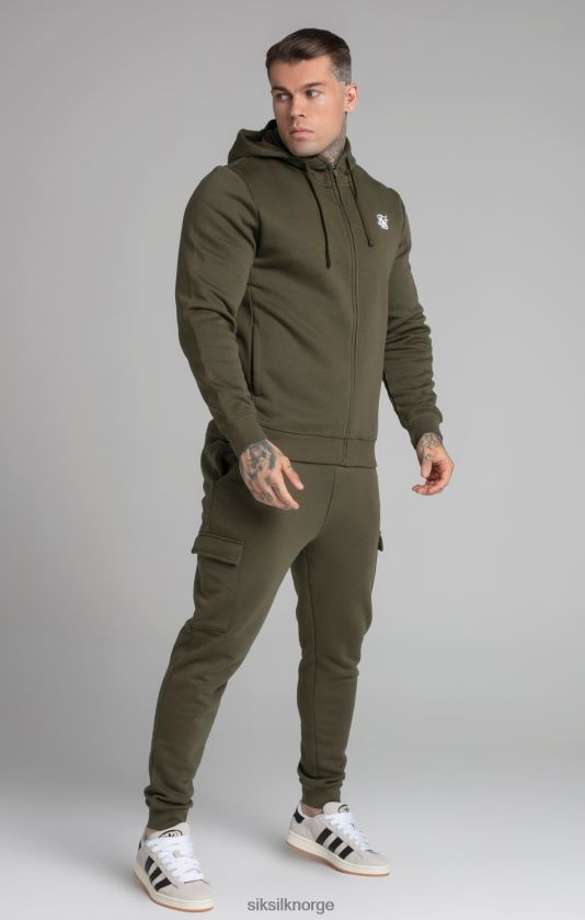 SikSilk menn khaki essensiell hettegenser med glidelås gjennom trakt V8JH48423 klær
