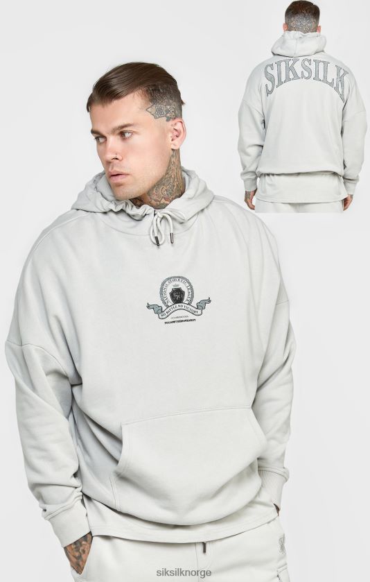 SikSilk menn oversized hettegenser med grå varsity print V8JH48443 klær
