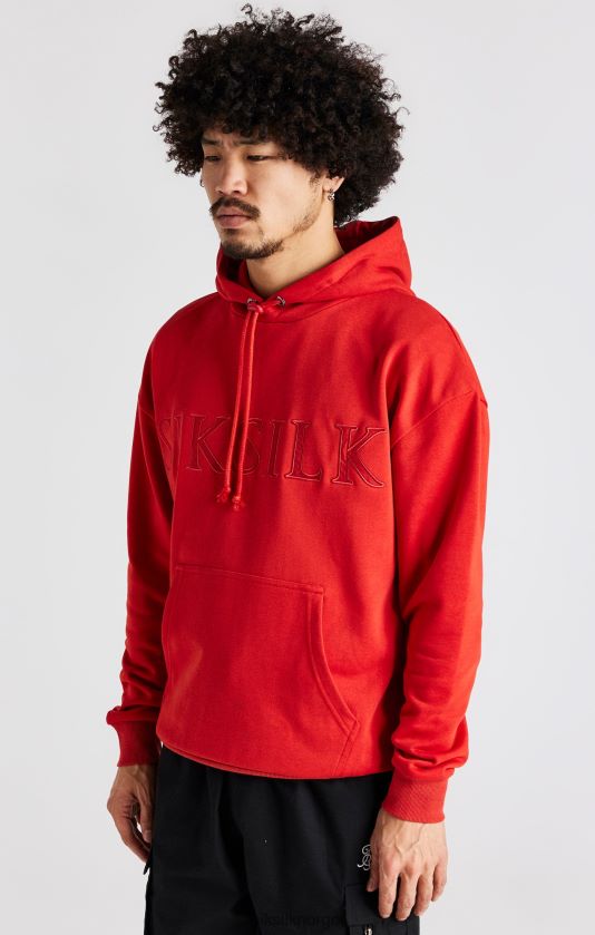 SikSilk menn rød applikasjon hettegenser V8JH48424 klær