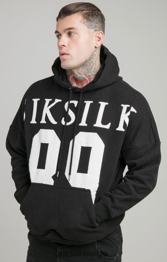 SikSilk menn sort drop shoulder hettegenser med avslappet passform V8JH48448 klær