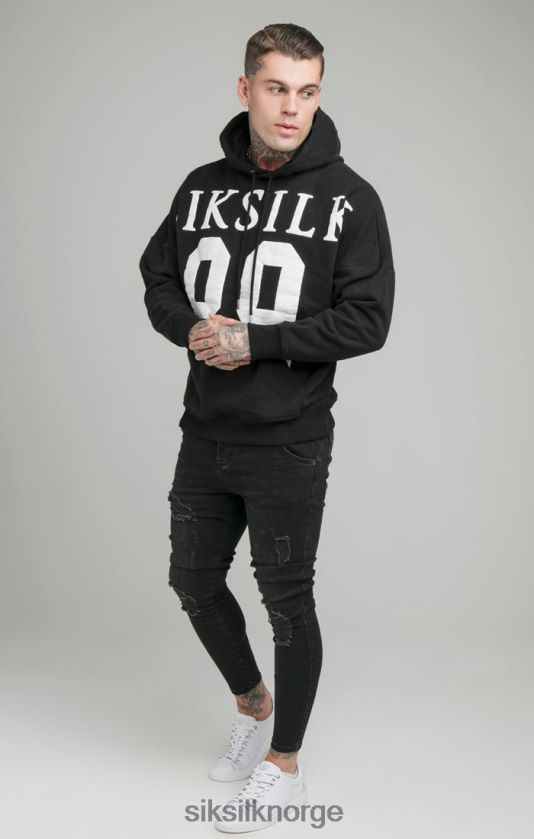 SikSilk menn sort drop shoulder hettegenser med avslappet passform V8JH48448 klær