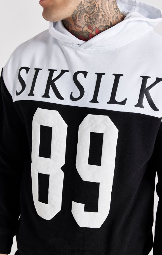 SikSilk menn svart retro 89 print oversized hettegenser V8JH48457 klær