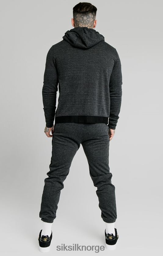 SikSilk menn tonal check agility hettegenser med glidelås - grå V8JH48451 klær