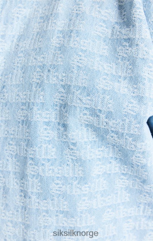 SikSilk menn blå jacquard denim bomberjakke V8JH48471 klær