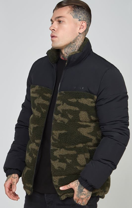 SikSilk menn svart sherpa boblejakke V8JH48485 klær