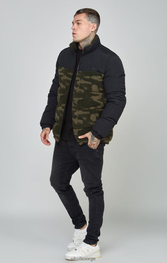 SikSilk menn svart sherpa boblejakke V8JH48485 klær
