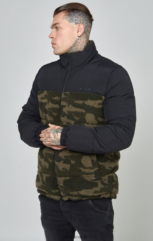 SikSilk menn svart sherpa boblejakke V8JH48485 klær