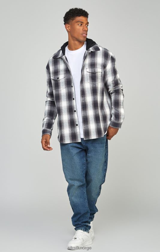 SikSilk menn grå rutete hetteskjorte V8JH48461 klær