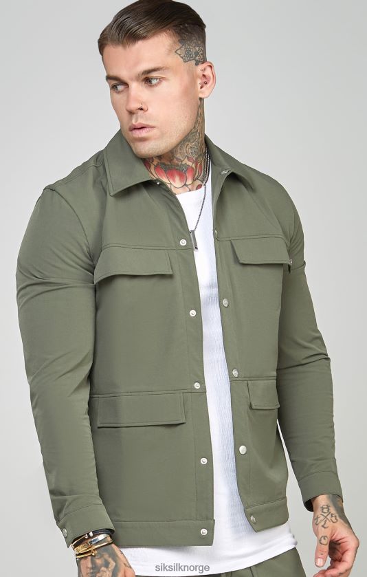 SikSilk menn khaki overskjorte V8JH48465 klær
