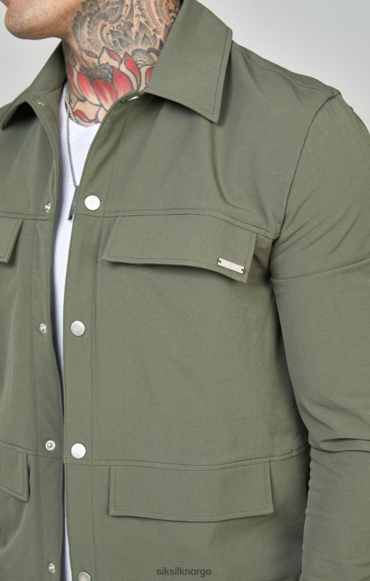 SikSilk menn khaki overskjorte V8JH48465 klær
