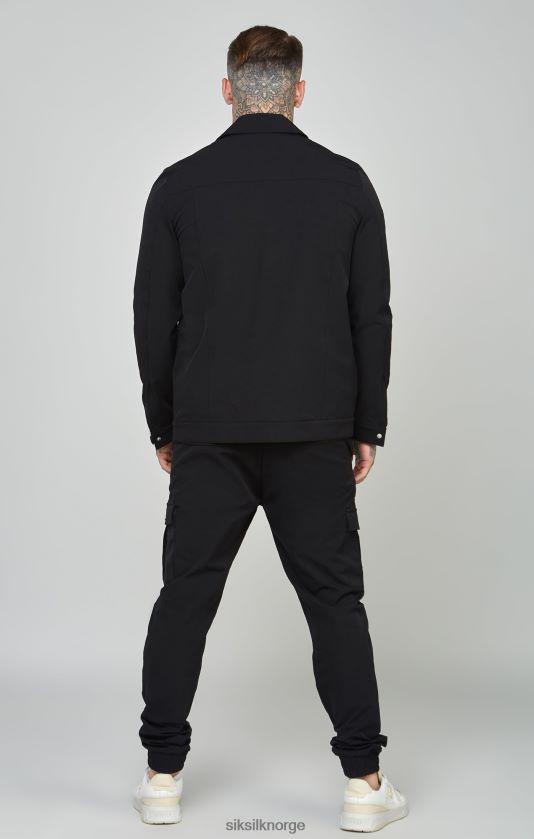 SikSilk menn svart bruksoverskjorte V8JH48464 klær