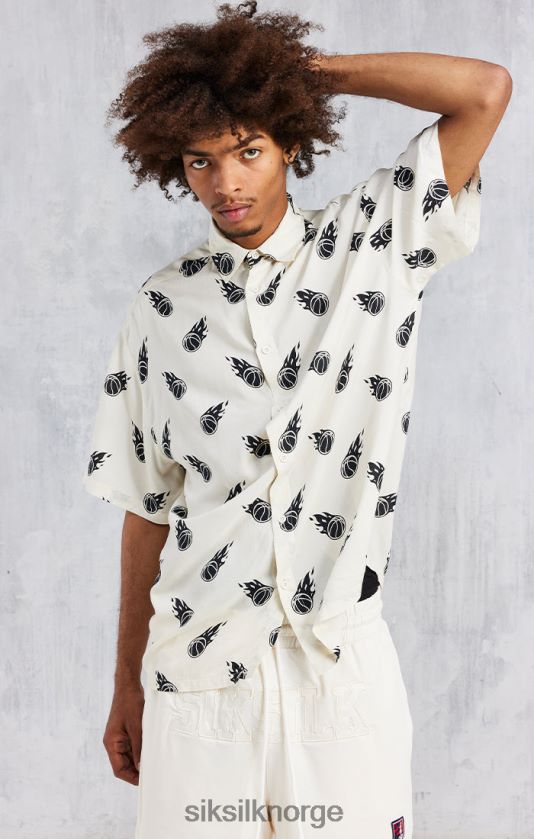 SikSilk x menn space jam ecru print oversized skjorte V8JH48463 klær