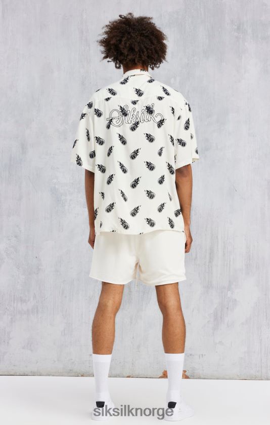 SikSilk x menn space jam ecru print oversized skjorte V8JH48463 klær