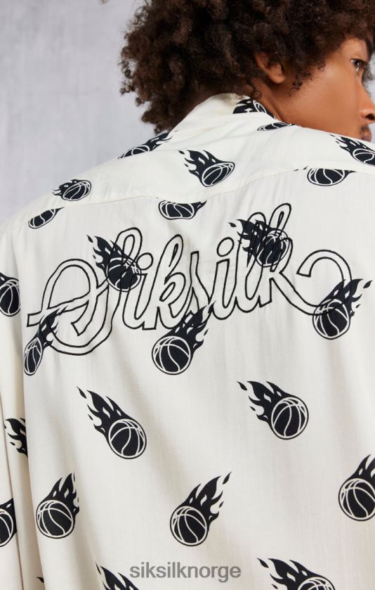 SikSilk x menn space jam ecru print oversized skjorte V8JH48463 klær
