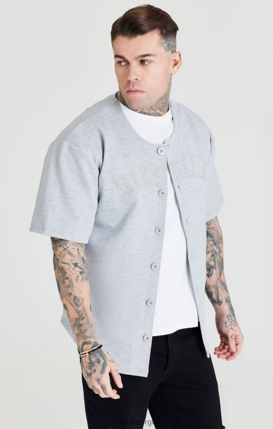 SikSilk menn baseballtrøye med grå mergelapplikasjon med logo V8JH48397 klær