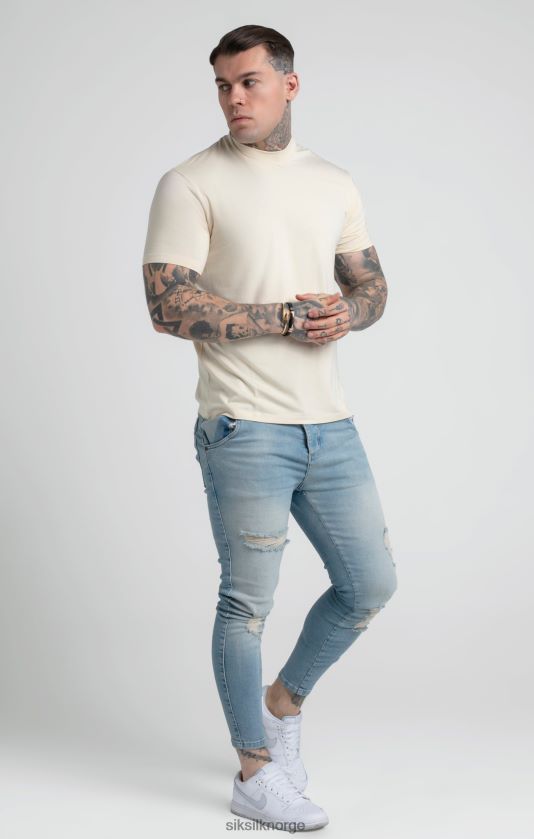 SikSilk menn beige t-skjorte med høy hals V8JH48378 klær