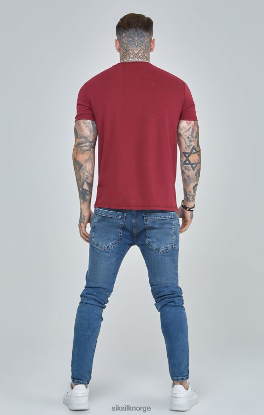 SikSilk menn burgunder script logo oversized t-skjorte V8JH48386 klær