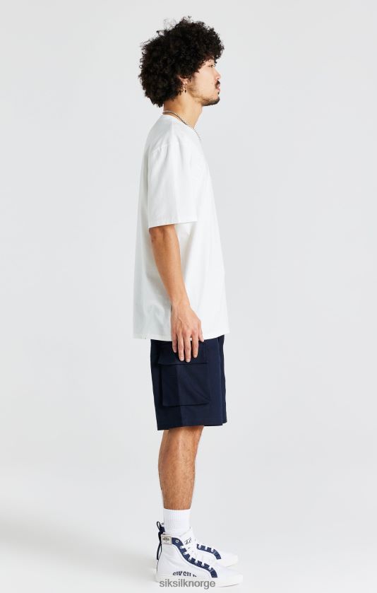 SikSilk menn ecru oversized logo t-skjorte V8JH48404 klær
