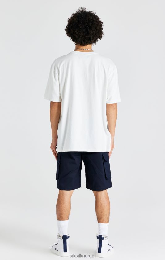 SikSilk menn ecru oversized logo t-skjorte V8JH48404 klær