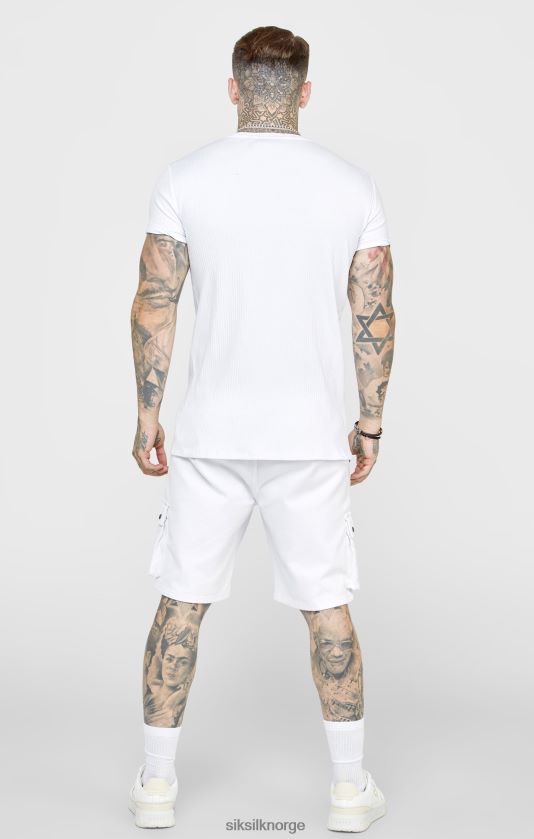 SikSilk menn hvit ribbestrikket t-skjorte V8JH48381 klær