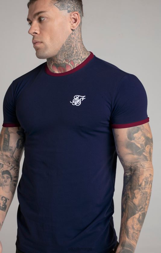 SikSilk menn marine t-skjorte med korte ermer V8JH48366 klær
