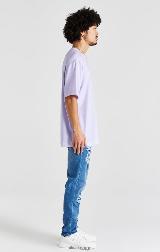 SikSilk menn oversized kortermet t-skjorte med lilla print V8JH48405 klær