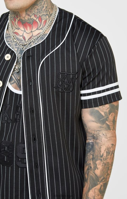 SikSilk menn svart baseballtrøye V8JH48390 klær