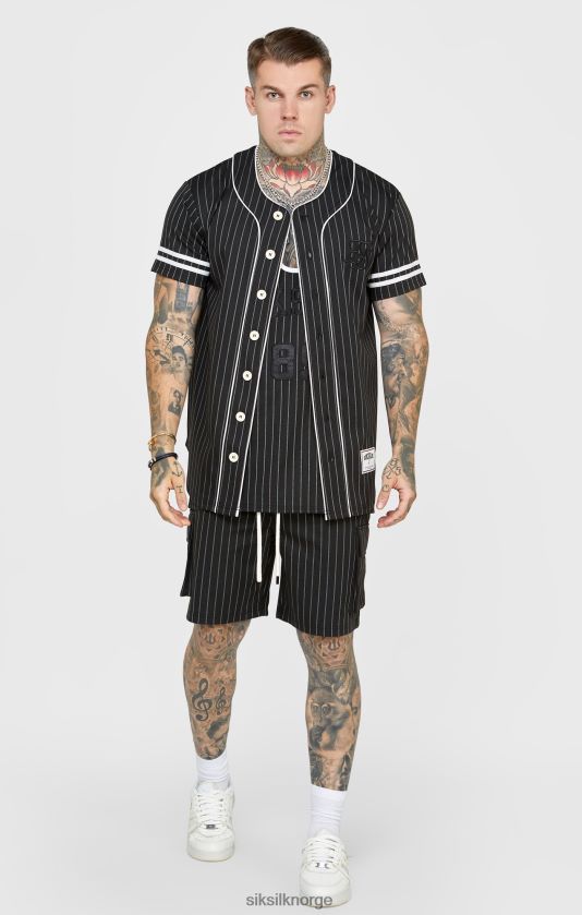 SikSilk menn svart baseballtrøye V8JH48390 klær