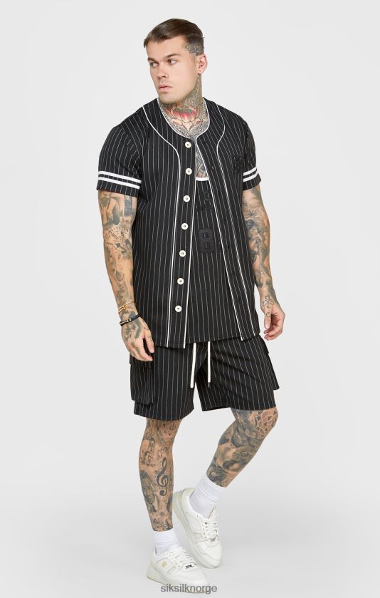 SikSilk menn svart baseballtrøye V8JH48390 klær