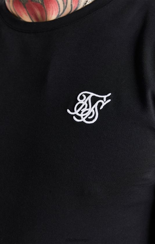 SikSilk menn svart essensiell kortermet t-skjorte med muskeltilpasning V8JH48363 klær
