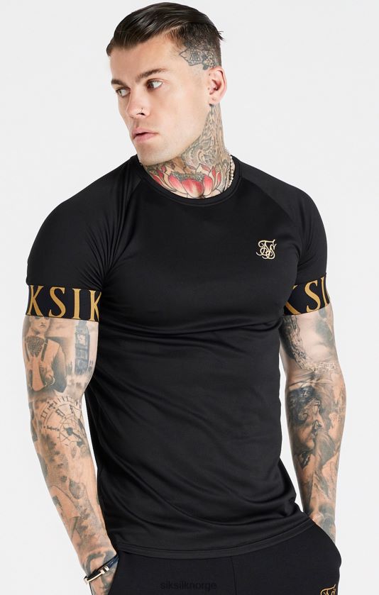 SikSilk menn svart og gull t-skjorte med elastisk mansjett V8JH48368 klær