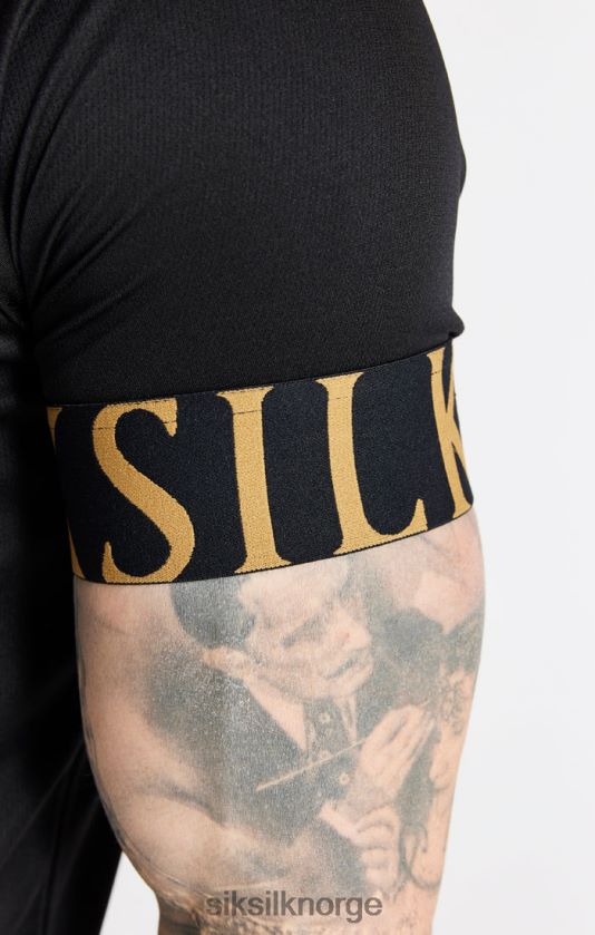SikSilk menn svart og gull t-skjorte med elastisk mansjett V8JH48368 klær