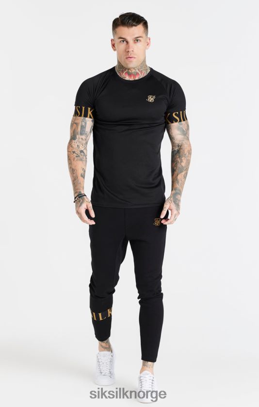 SikSilk menn svart og gull t-skjorte med elastisk mansjett V8JH48368 klær
