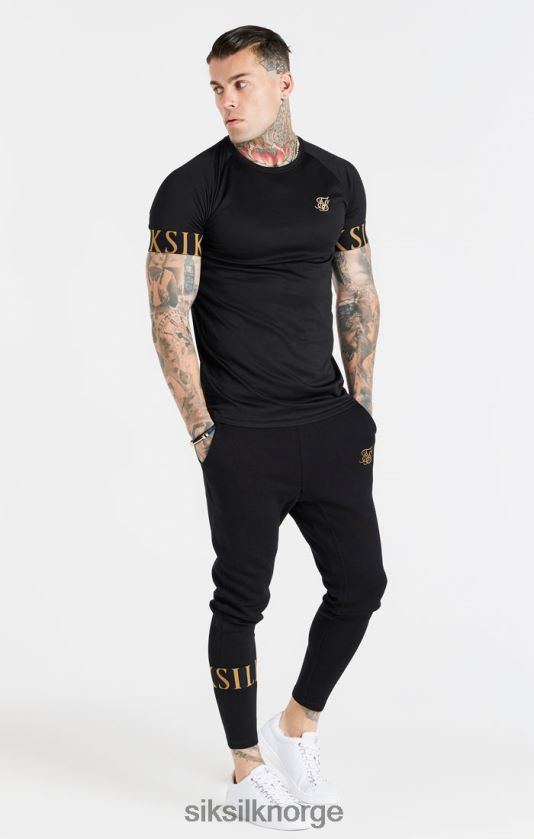 SikSilk menn svart og gull t-skjorte med elastisk mansjett V8JH48368 klær