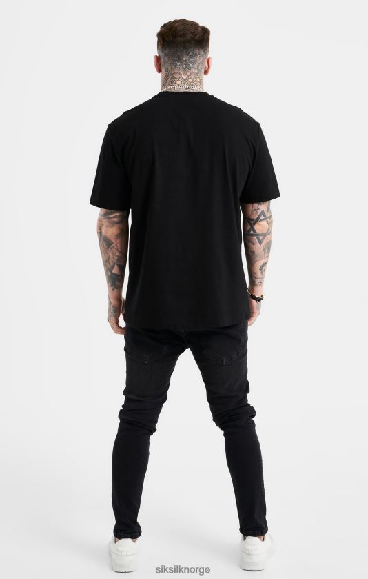 SikSilk menn svart oversized rhinestone logo t-skjorte V8JH48383 klær
